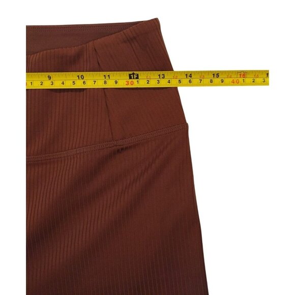 High-Waisted Rust Brown Ribbed Leggings - Girlfriend Collective - Womens Size M. - Picture 6 of 7
